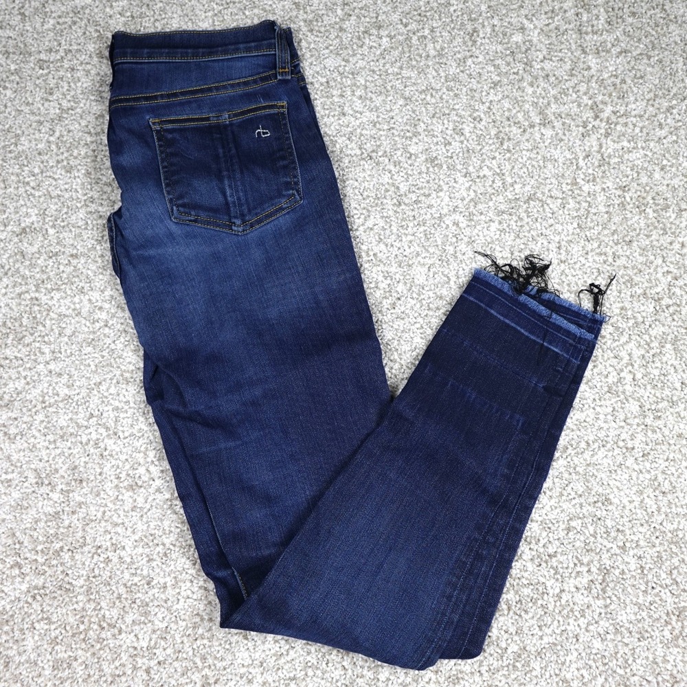 Rag & Bone JEAN Dearborn Skinny Jeans Dark Wash Raw Hem W1502K089DEA Size 27